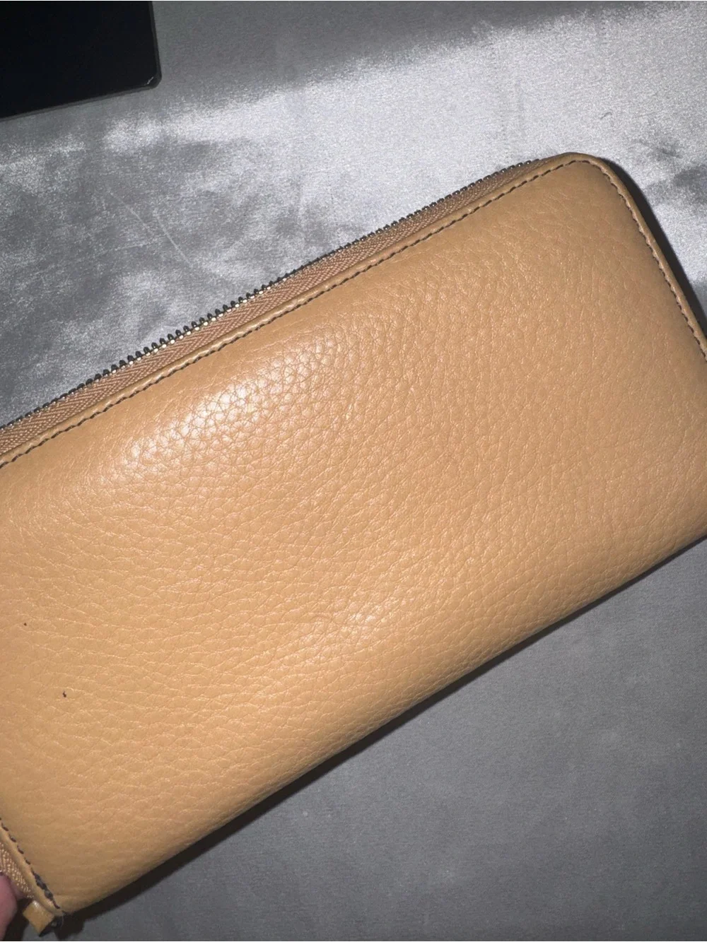 Coach Neutral Tan Leather Zip Wallet